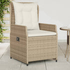 Tuinstoelen 2 st poly rattan beige verstelbaar