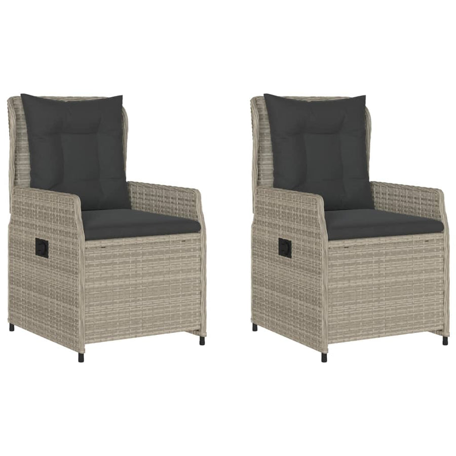 Tuinstoelen 2 st verstelbaar poly rattan lichtgrijs