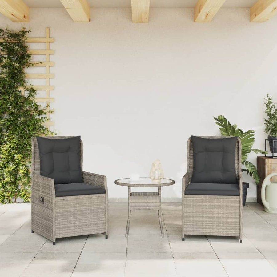 Tuinstoelen 2 st verstelbaar poly rattan lichtgrijs