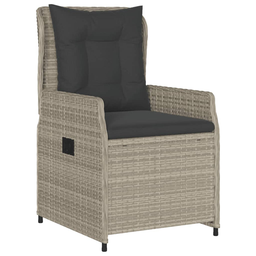 Tuinstoelen 2 st verstelbaar poly rattan lichtgrijs