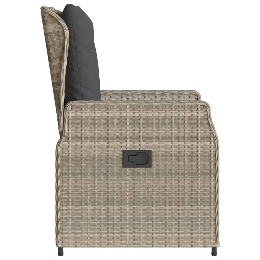 Tuinstoelen 2 st verstelbaar poly rattan lichtgrijs