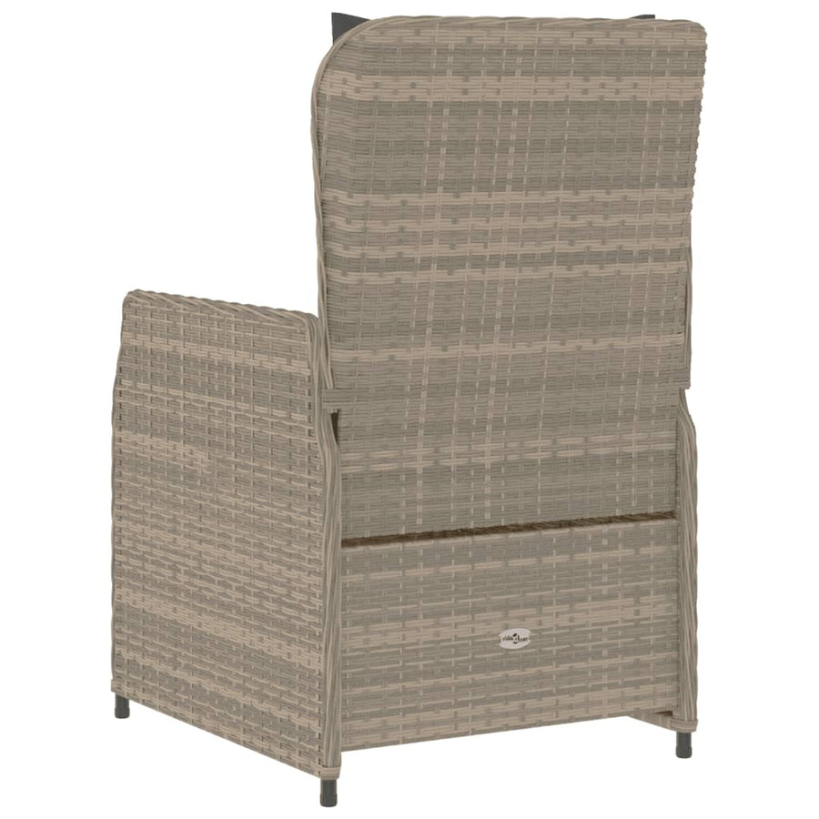 Tuinstoelen 2 st verstelbaar poly rattan lichtgrijs