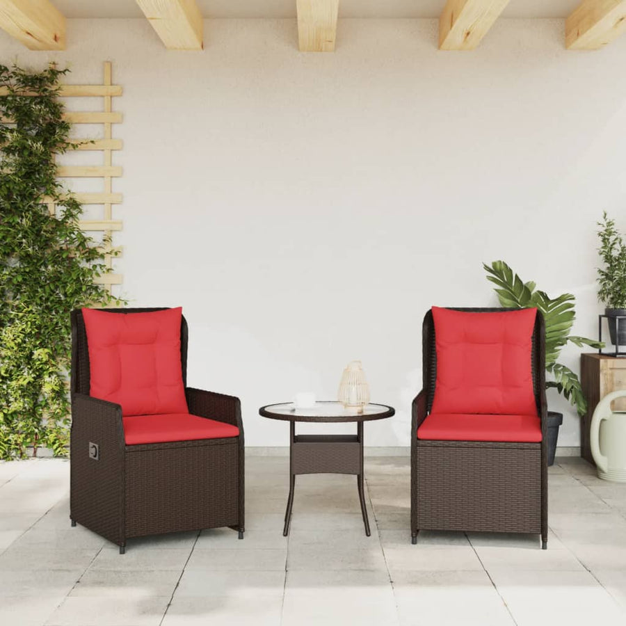 Liggende tuinstoelen 2 stuks bruin polyrotan