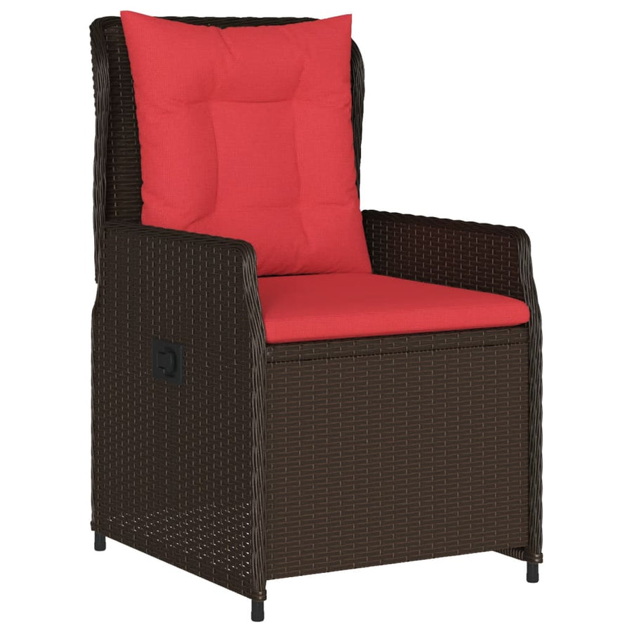 Liggende tuinstoelen 2 stuks bruin polyrotan