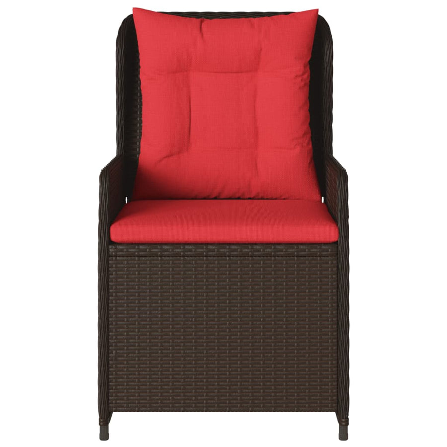 Liggende tuinstoelen 2 stuks bruin polyrotan