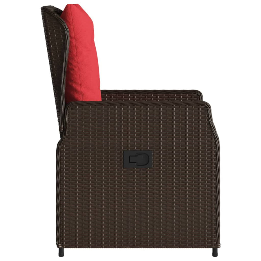 Liggende tuinstoelen 2 stuks bruin polyrotan