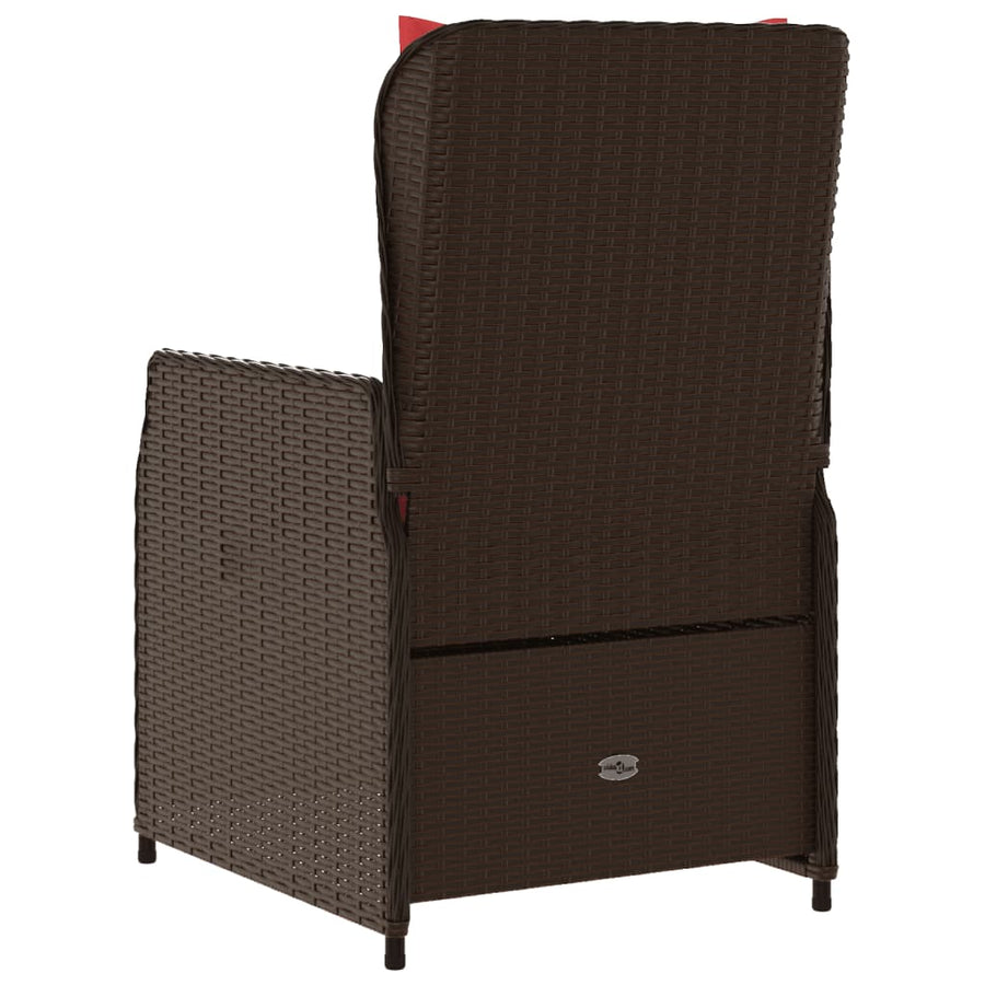 Liggende tuinstoelen 2 stuks bruin polyrotan