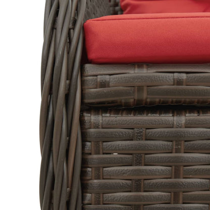 Liggende tuinstoelen 2 stuks bruin polyrotan
