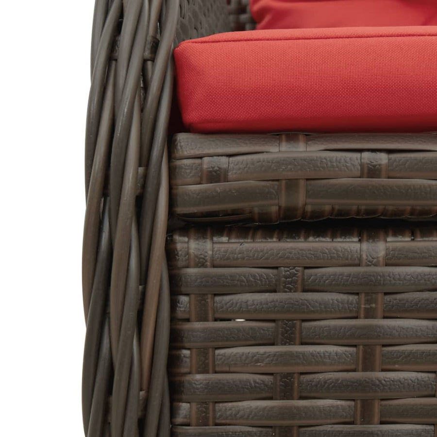 Liggende tuinstoelen 2 stuks bruin polyrotan