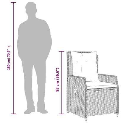 Liggende tuinstoelen 2 stuks bruin polyrotan