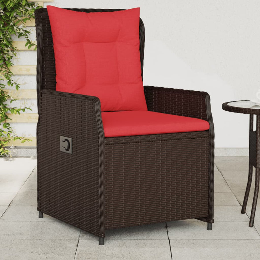 Liggende tuinstoelen 2 stuks bruin polyrotan