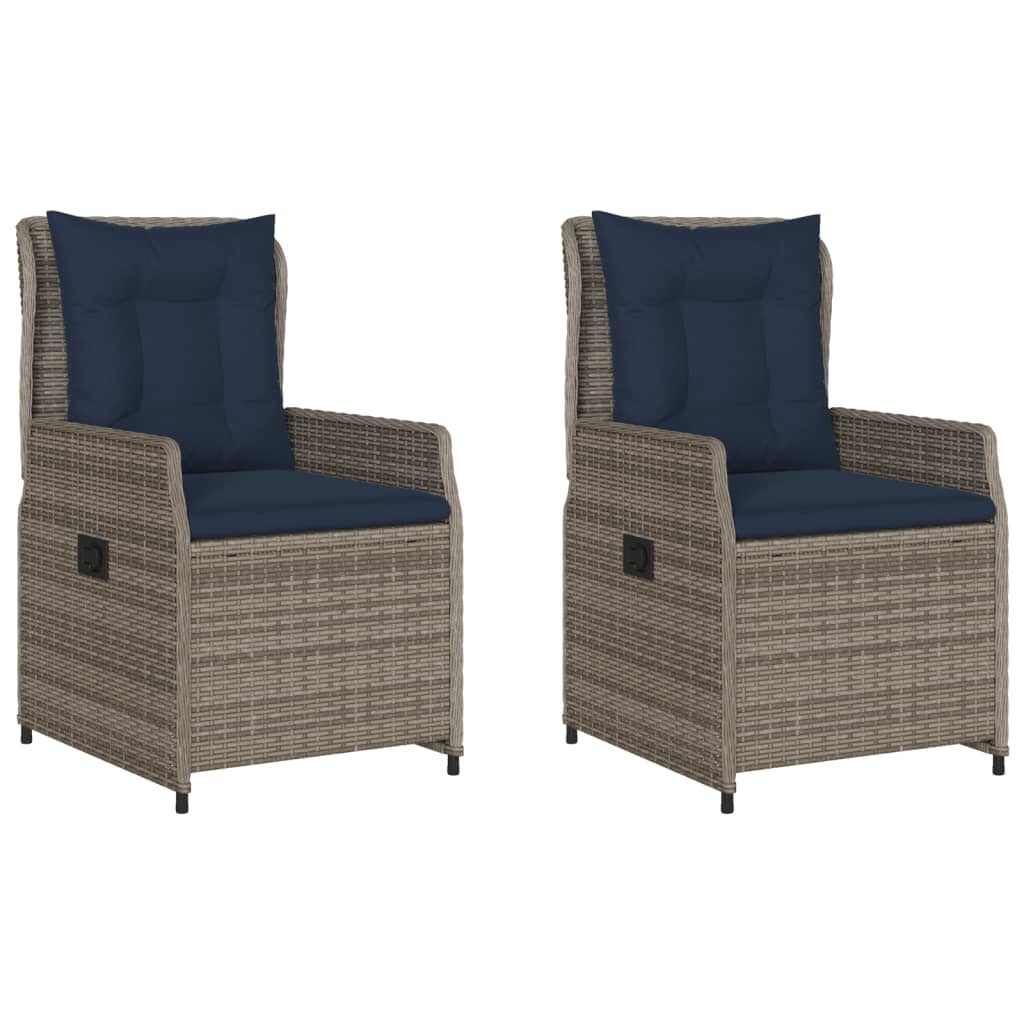 Liggende tuinstoelen 2 stuks grijs polyrotan