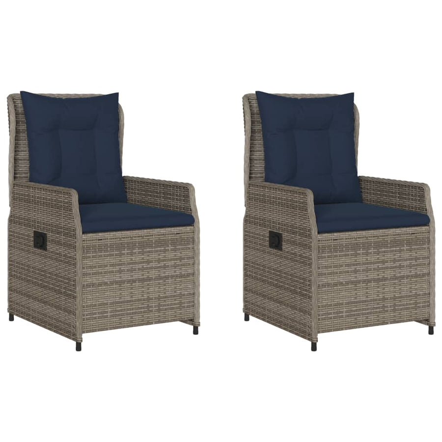Liggende tuinstoelen 2 stuks grijs polyrotan