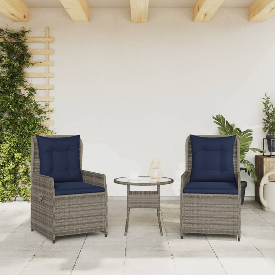 Liggende tuinstoelen 2 stuks grijs polyrotan