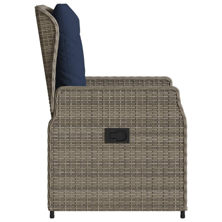 Liggende tuinstoelen 2 stuks grijs polyrotan