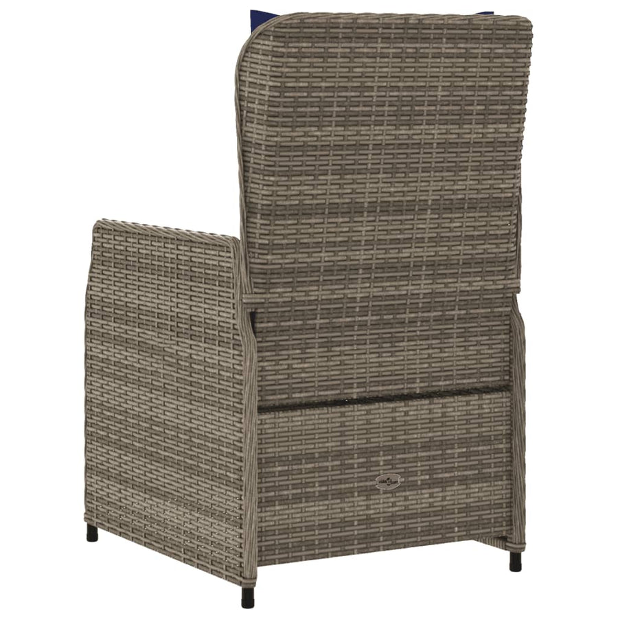 Liggende tuinstoelen 2 stuks grijs polyrotan