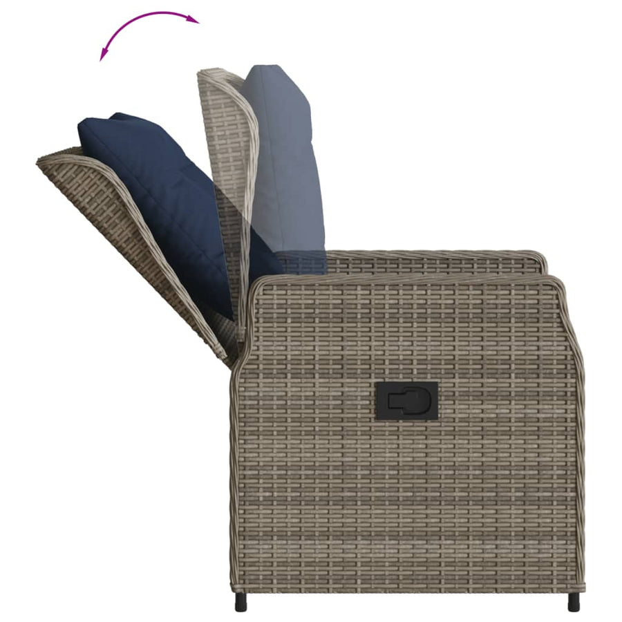 Liggende tuinstoelen 2 stuks grijs polyrotan