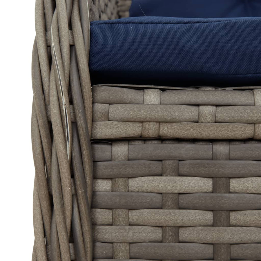 Liggende tuinstoelen 2 stuks grijs polyrotan