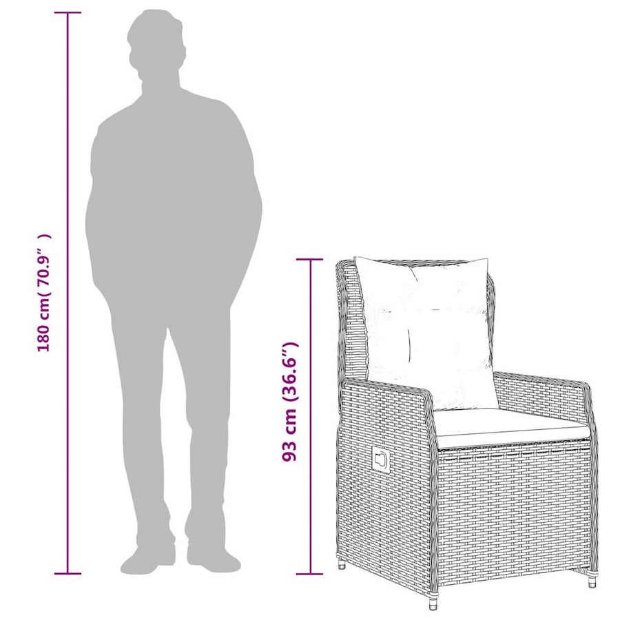 Liggende tuinstoelen 2 stuks grijs polyrotan