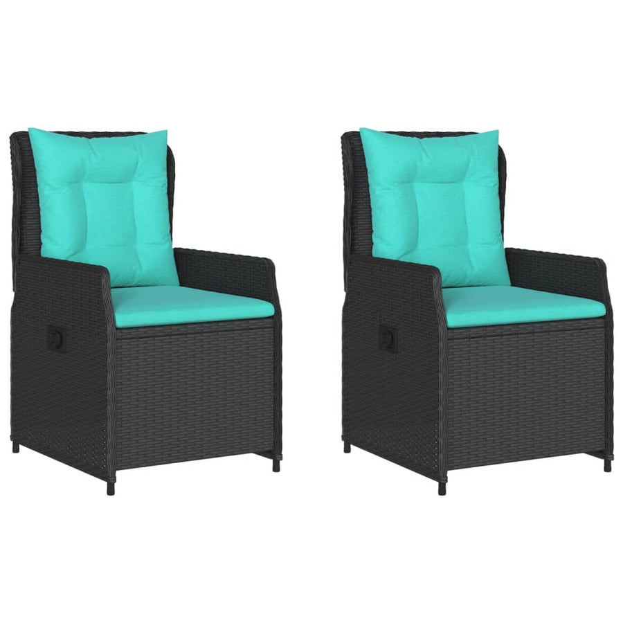 Liggende tuinstoelen 2 stuks zwart polyrotan
