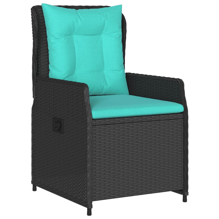 Liggende tuinstoelen 2 stuks zwart polyrotan