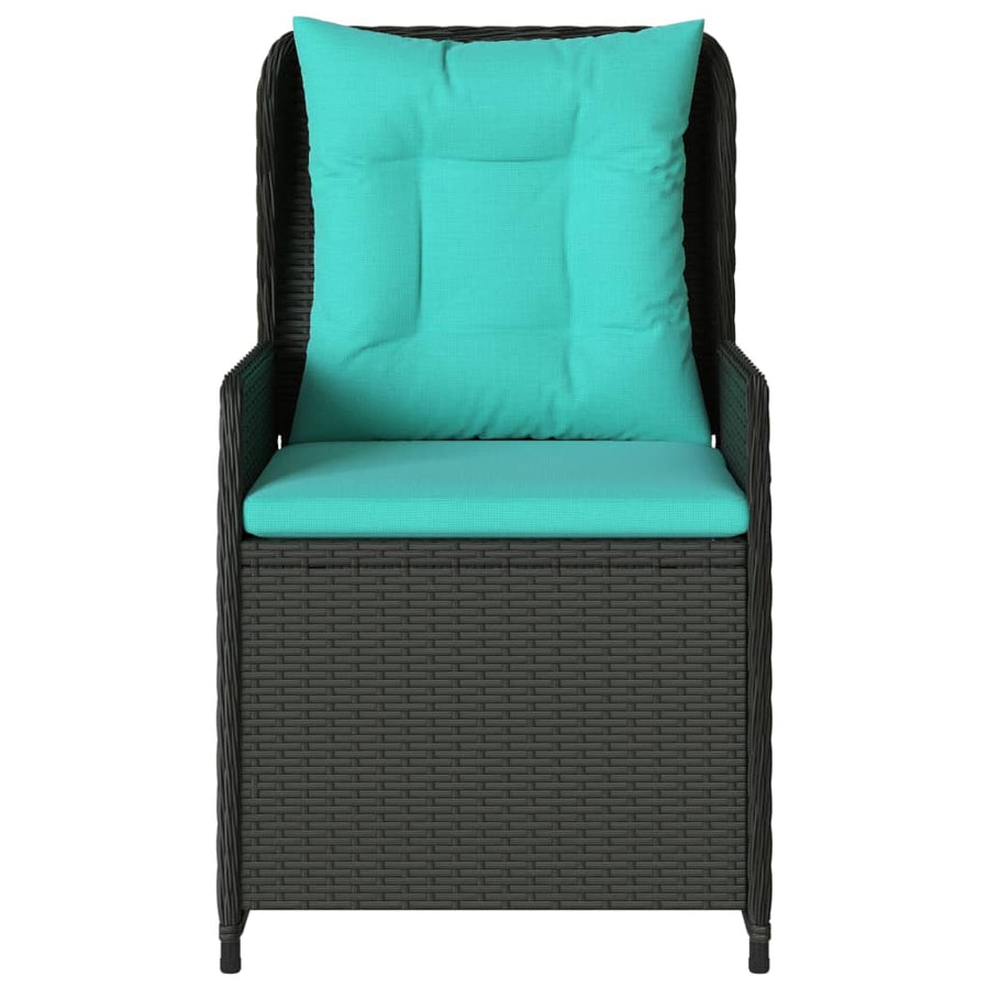 Liggende tuinstoelen 2 stuks zwart polyrotan