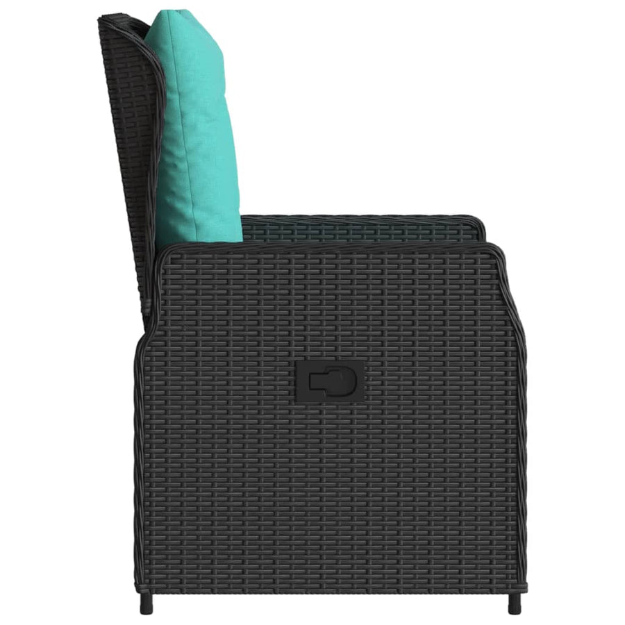 Liggende tuinstoelen 2 stuks zwart polyrotan