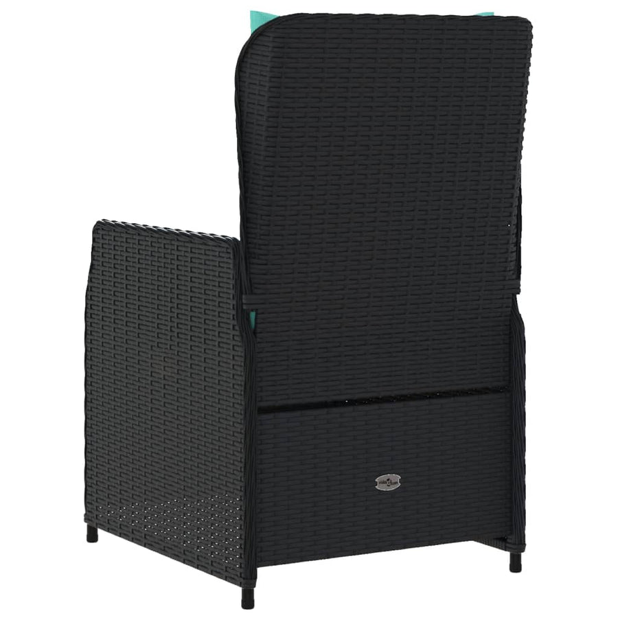 Liggende tuinstoelen 2 stuks zwart polyrotan