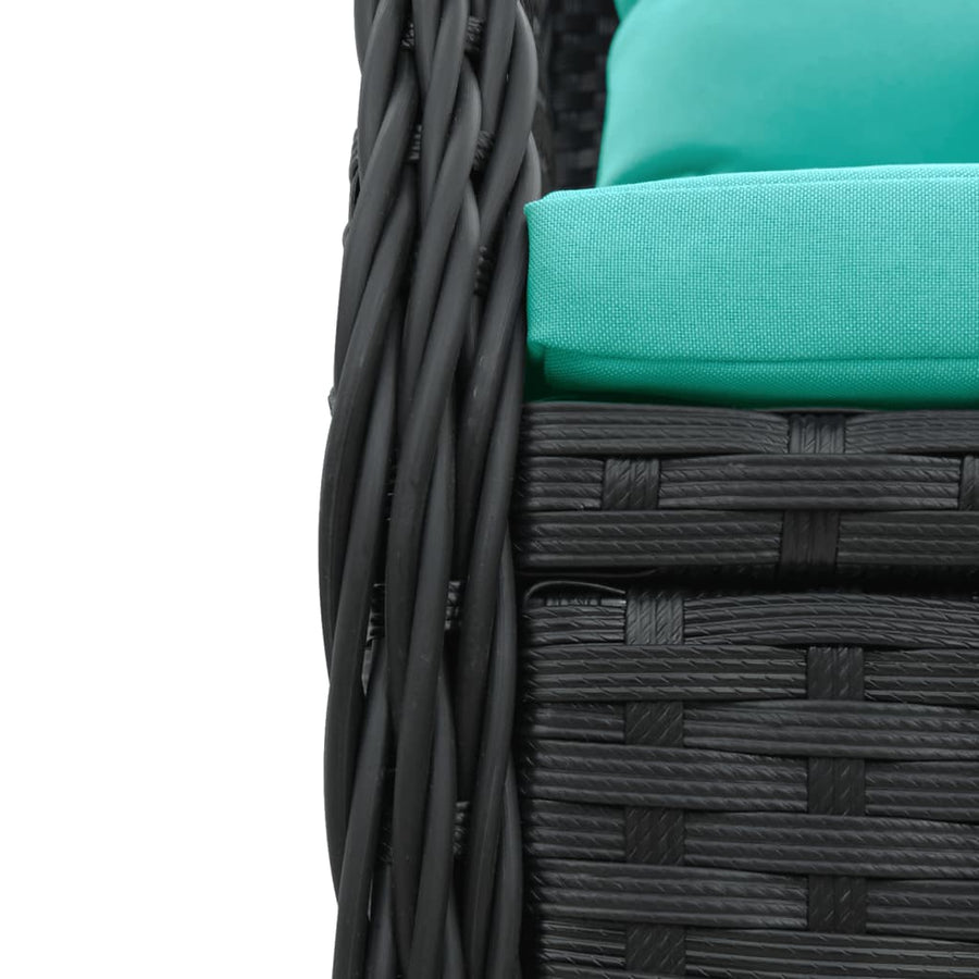 Liggende tuinstoelen 2 stuks zwart polyrotan