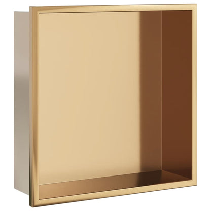 Douchenis 32x32x9 cm roestvrijstaal geborsteld goudkleurig