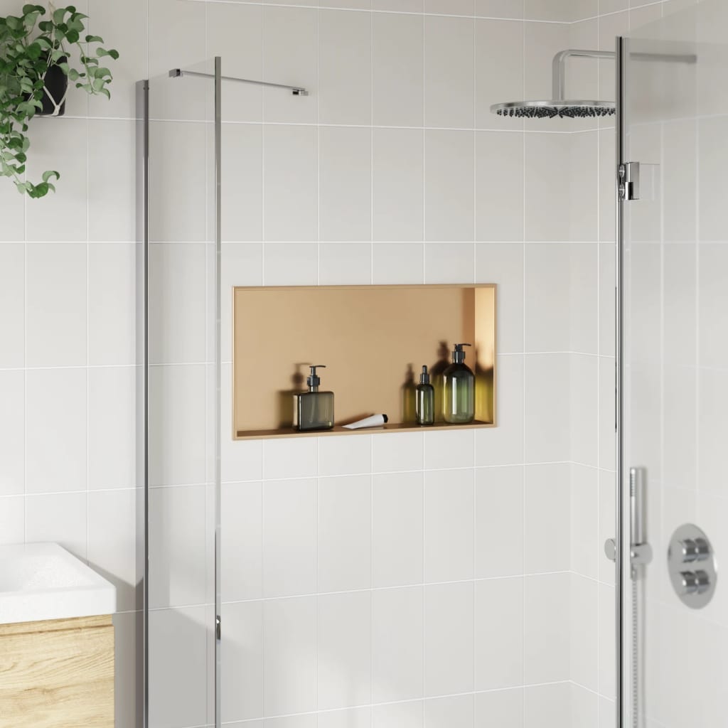 Douchenis 62x32x9 cm roestvrijstaal geborsteld goudkleurig