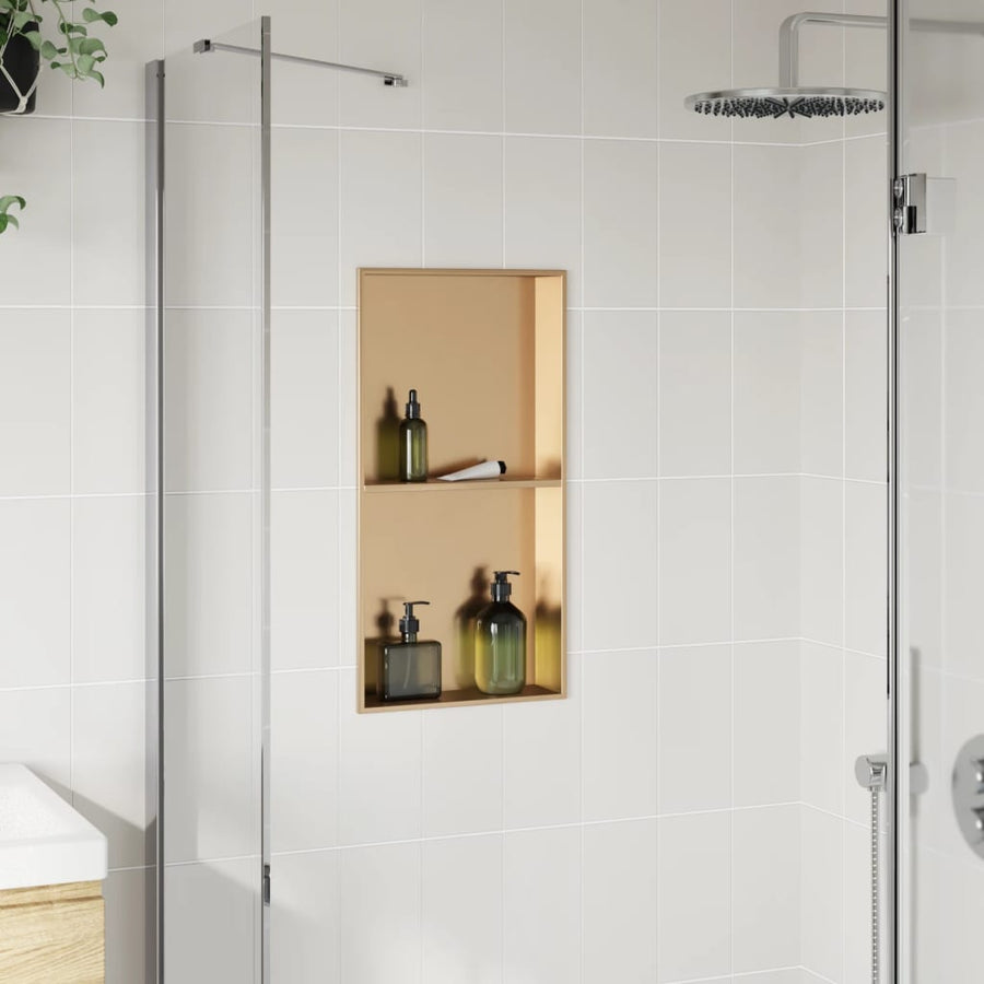 Douchenis 32x62x9 cm roestvrijstaal geborsteld goudkleurig