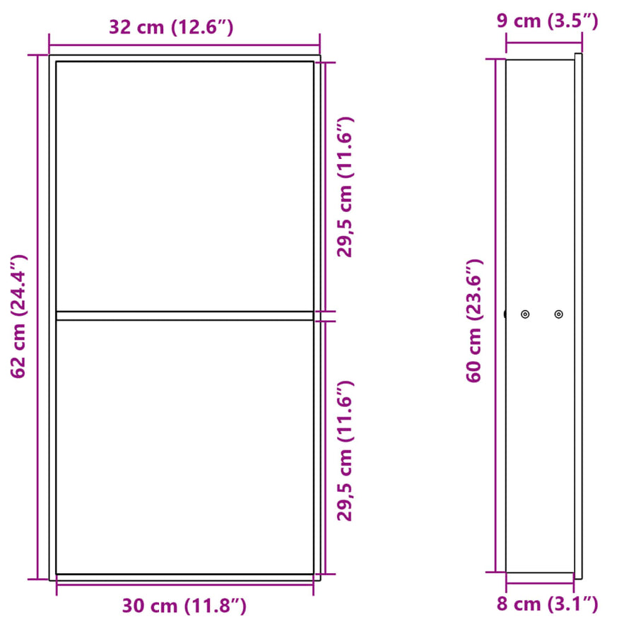 Douchenis 32x62x9 cm roestvrijstaal geborsteld goudkleurig