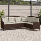 Garden Bench with Cushions L-shaped Poly Rattan Brown