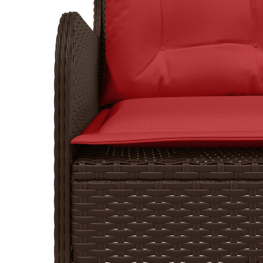Tuinbank met kussens L-vormig bruin poly rattan