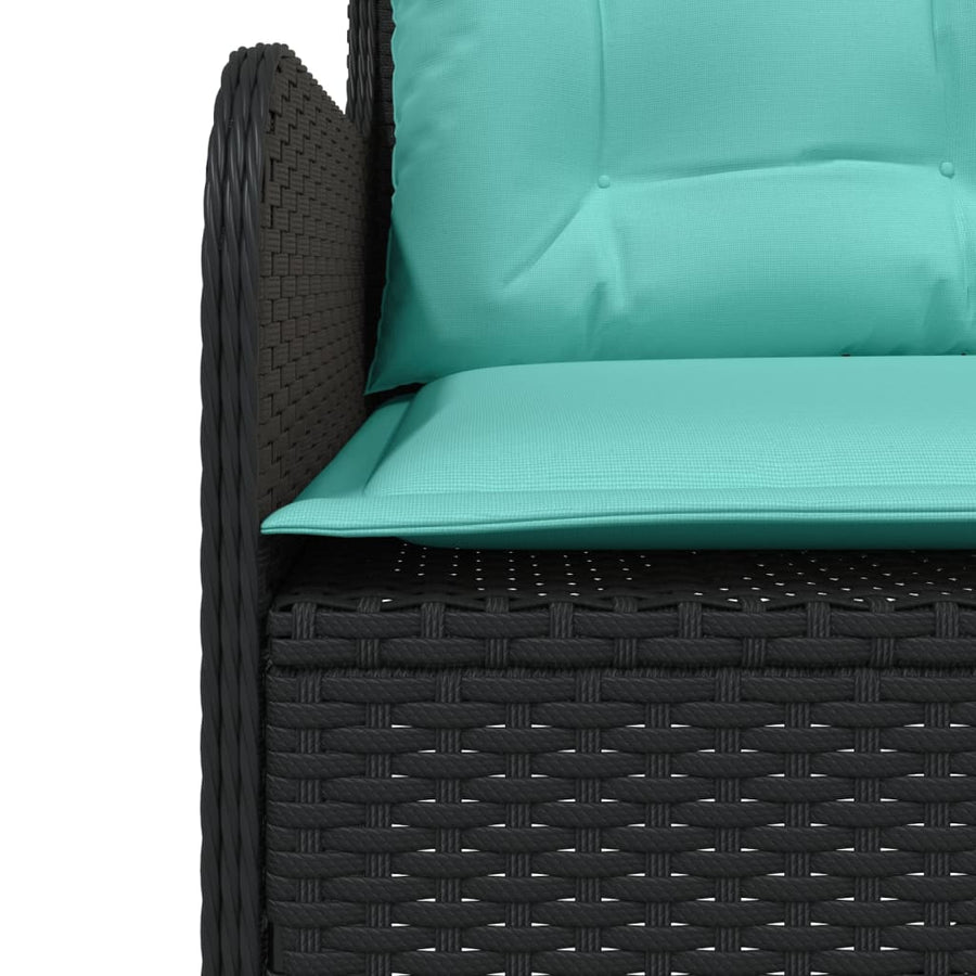 Tuinbank met kussens L-vormig zwart poly rattan