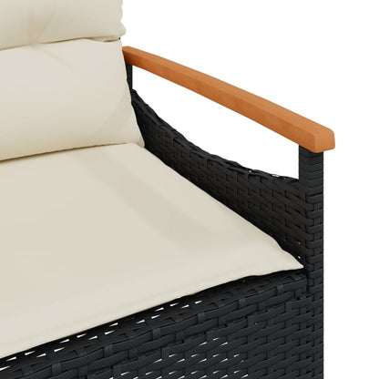4-delige Loungeset met kussens poly rattan zwart