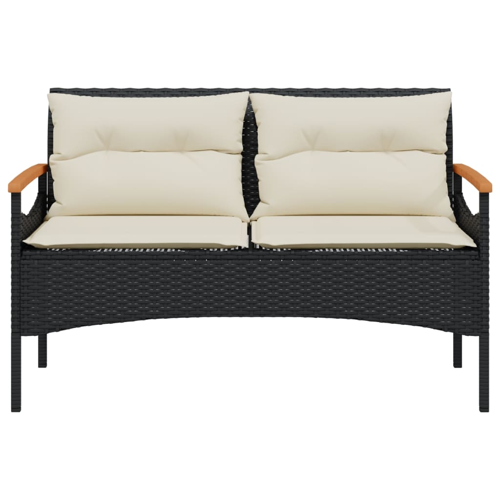 4-delige Loungeset met kussens poly rattan zwart