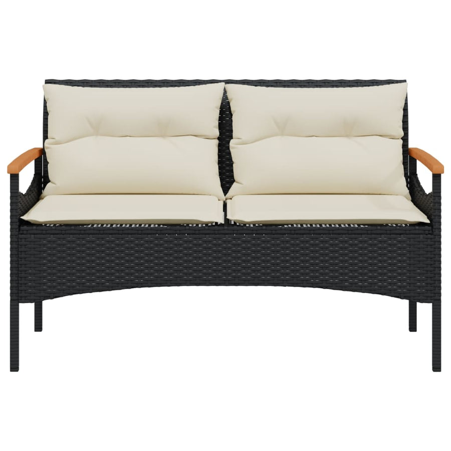 4-delige Loungeset met kussens poly rattan zwart