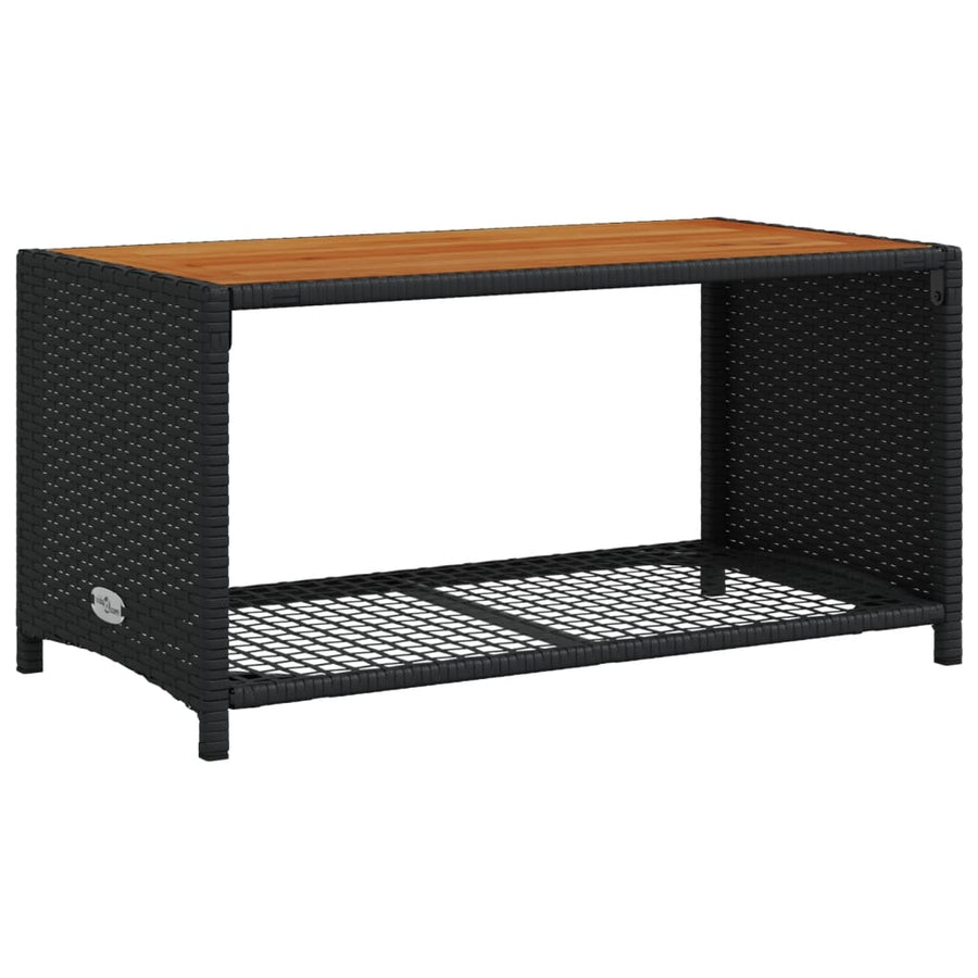 4-delige Loungeset met kussens poly rattan zwart