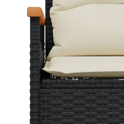 4-delige Loungeset met kussens poly rattan zwart