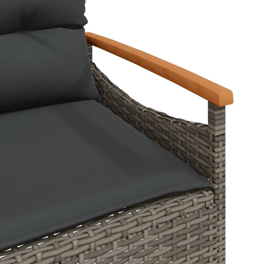 4-delige Loungeset met kussens poly rattan grijs
