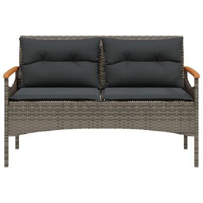 4-delige Loungeset met kussens poly rattan grijs