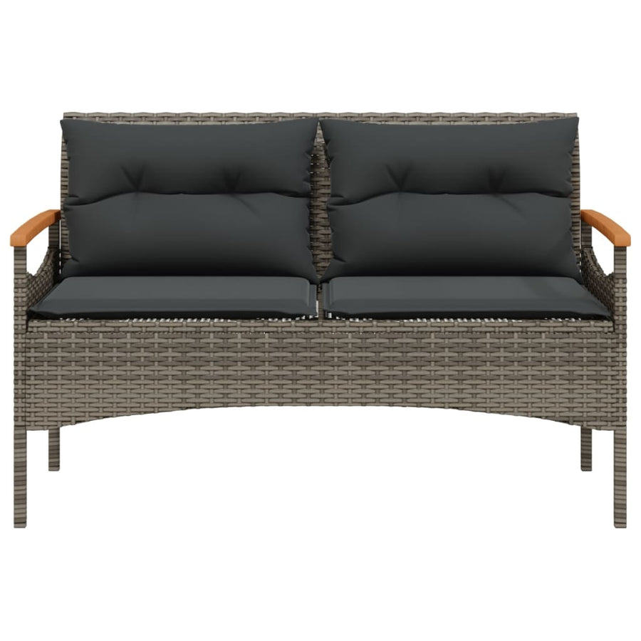 4-delige Loungeset met kussens poly rattan grijs