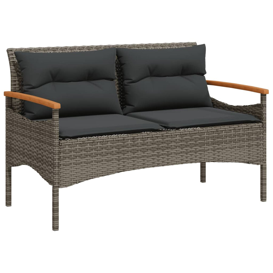 4-delige Loungeset met kussens poly rattan grijs