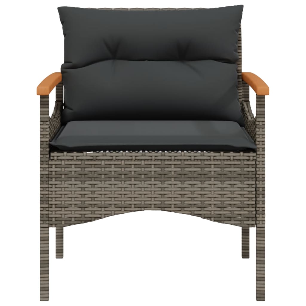 4-delige Loungeset met kussens poly rattan grijs