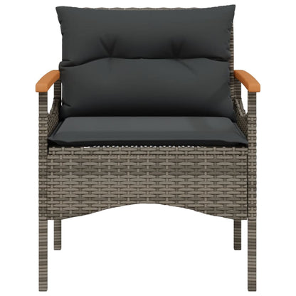 4-delige Loungeset met kussens poly rattan grijs