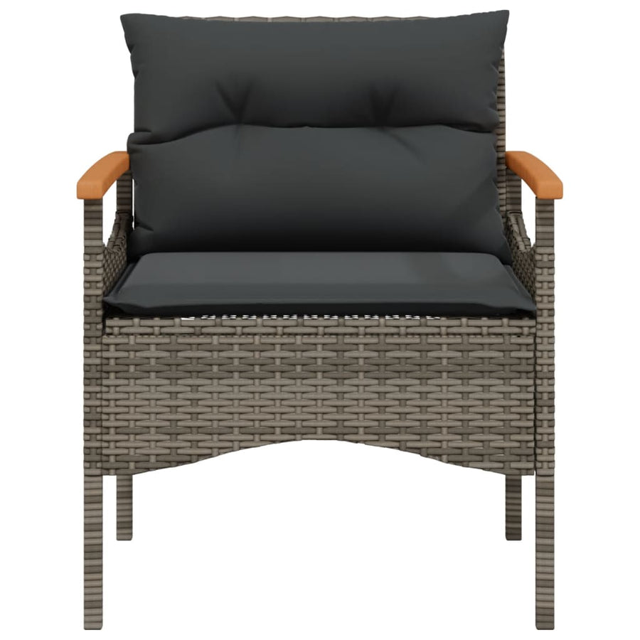 4-delige Loungeset met kussens poly rattan grijs
