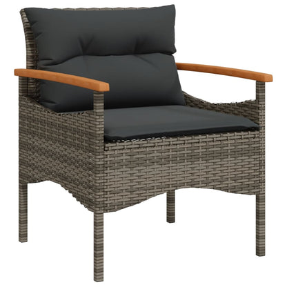 4-delige Loungeset met kussens poly rattan grijs