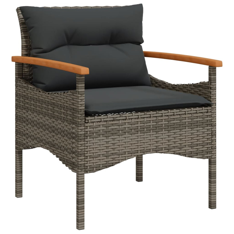 4-delige Loungeset met kussens poly rattan grijs